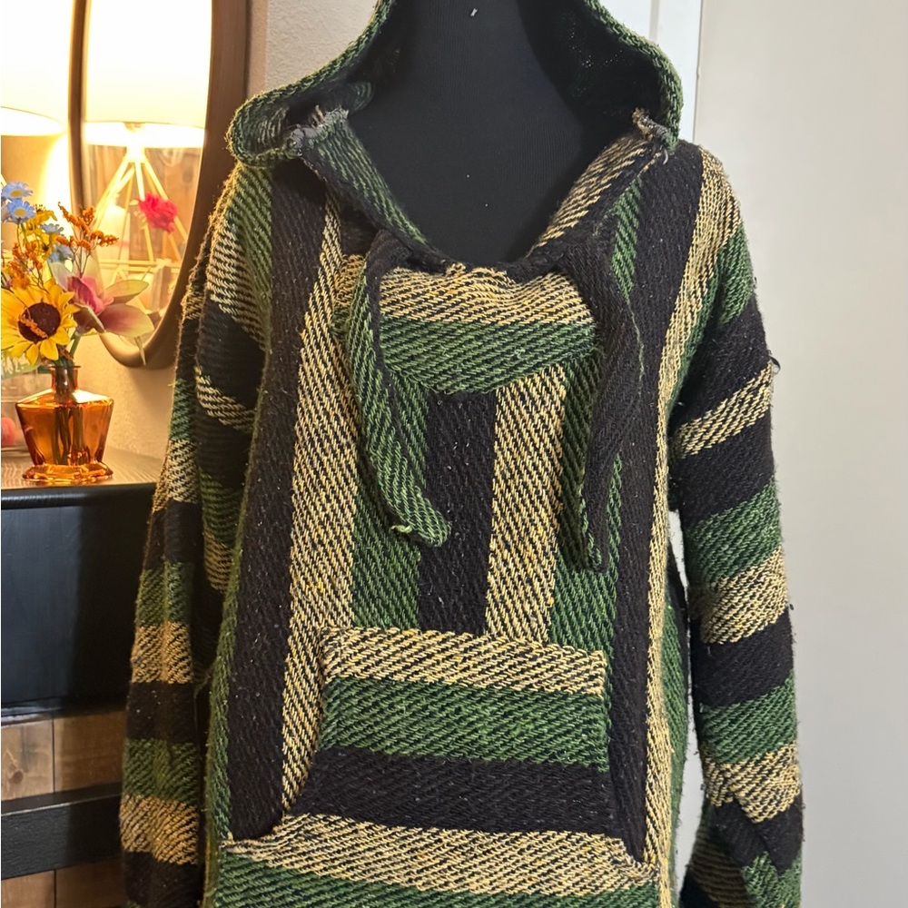 Striped Green and Black unisex Sweater Hoodie